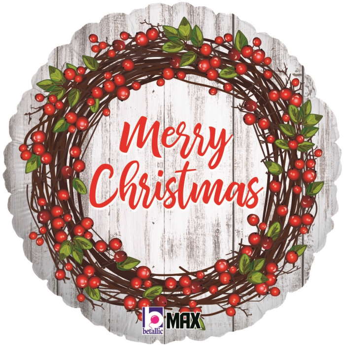 Rustic Merry Christmas Foil Balloon 18 inches | Party Save Smile
