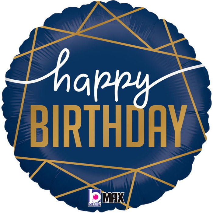 Navy Blue and Gold Birthday Geometric Balloons | Party Save Smile