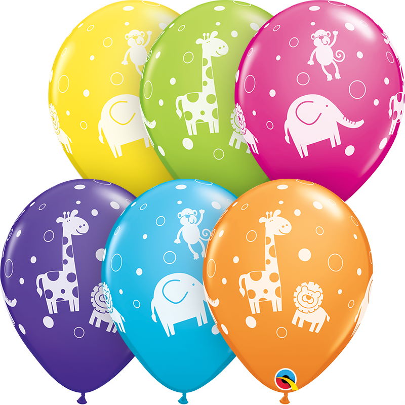 Colourful Jungle Theme Latex Balloons 11 Inch