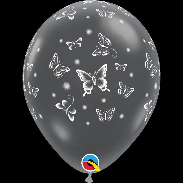 Butterflies Diamond Clear Latex Balloons 11 Inch | Party Save Smile