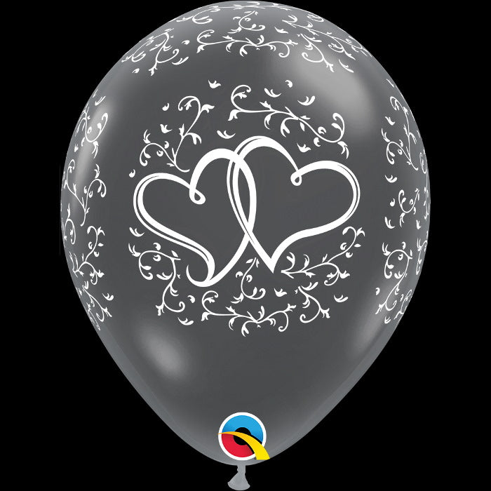 Diamond Clear Entwined Heart Latex Balloons 11 Inch Qualatex | Party Save Smile