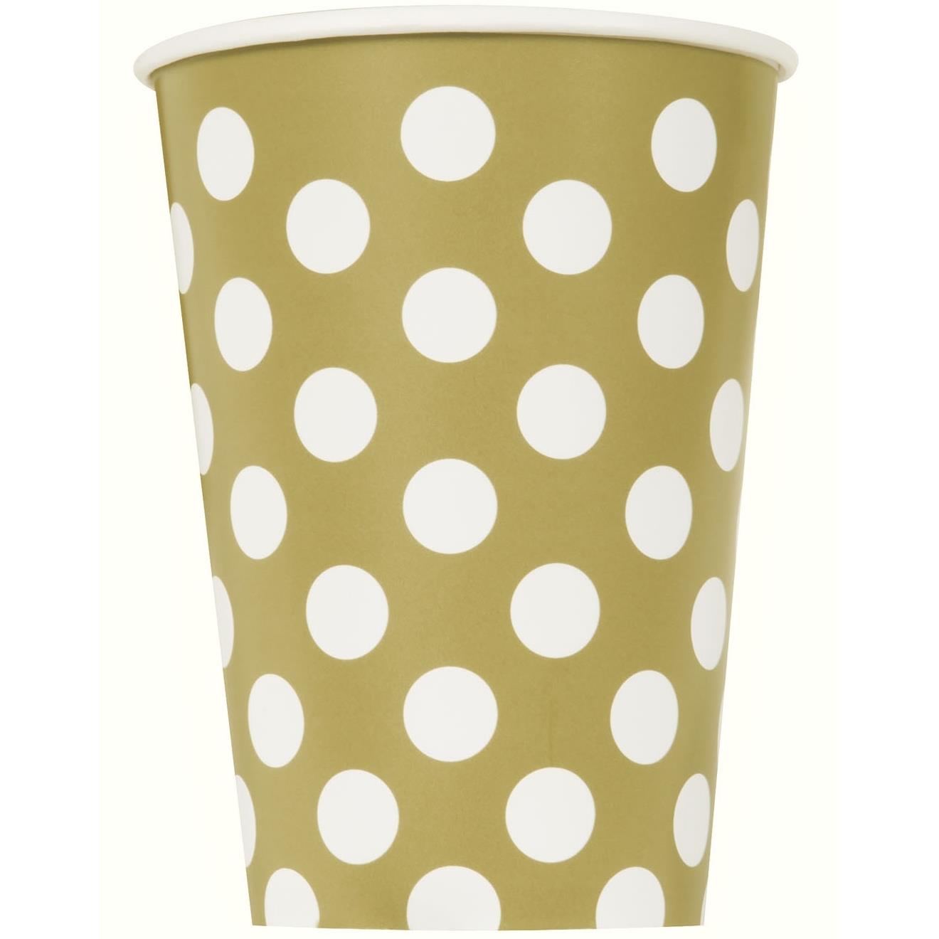 Gold Polka Dot Party Cups Pack of 6 | Party Save Smile