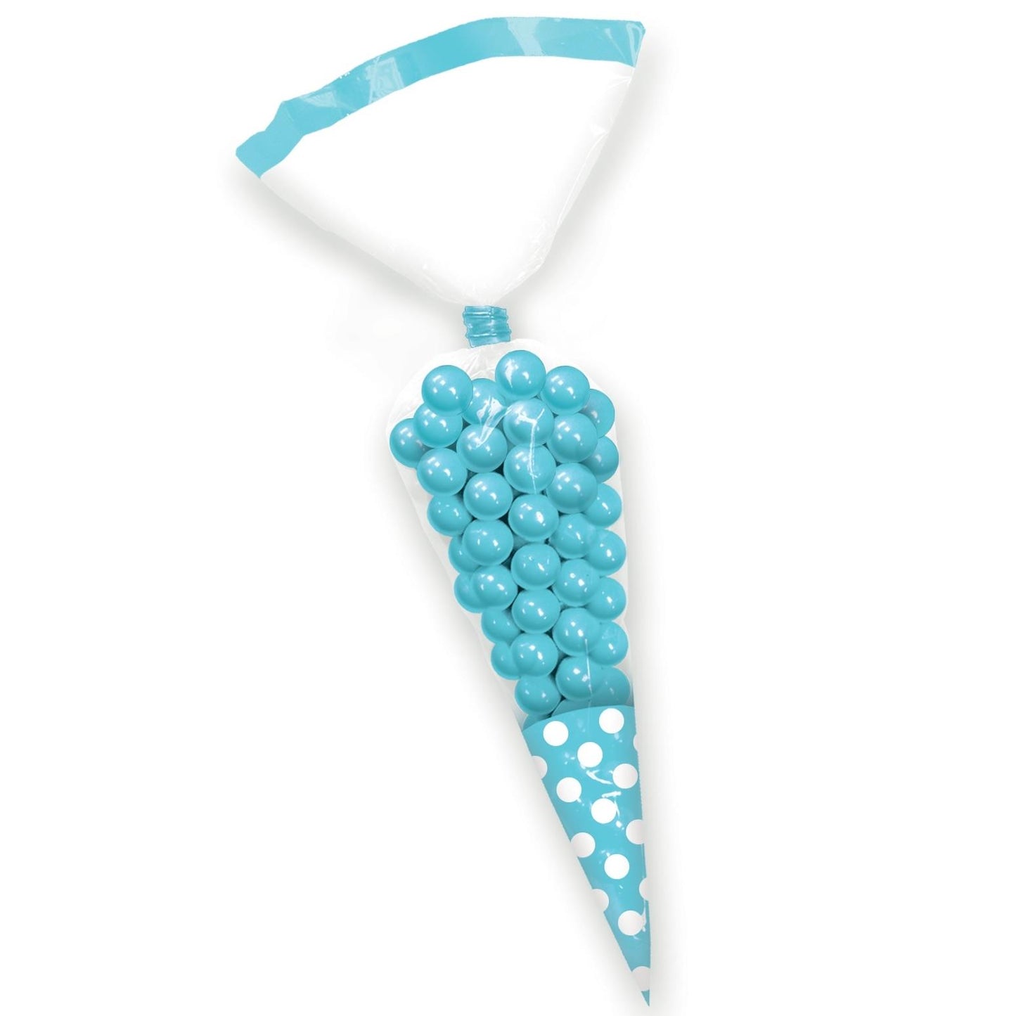 Blue Spots Party Cone Cello Favour Bags with Ties Pack of 10 | Party Save Smile
