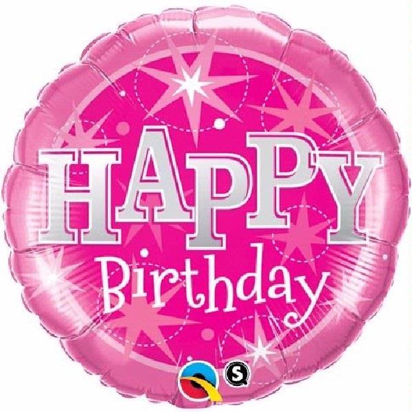 Pink Sparkle Happy Birthday Foil Balloons 18 Inches | Party Save Smile