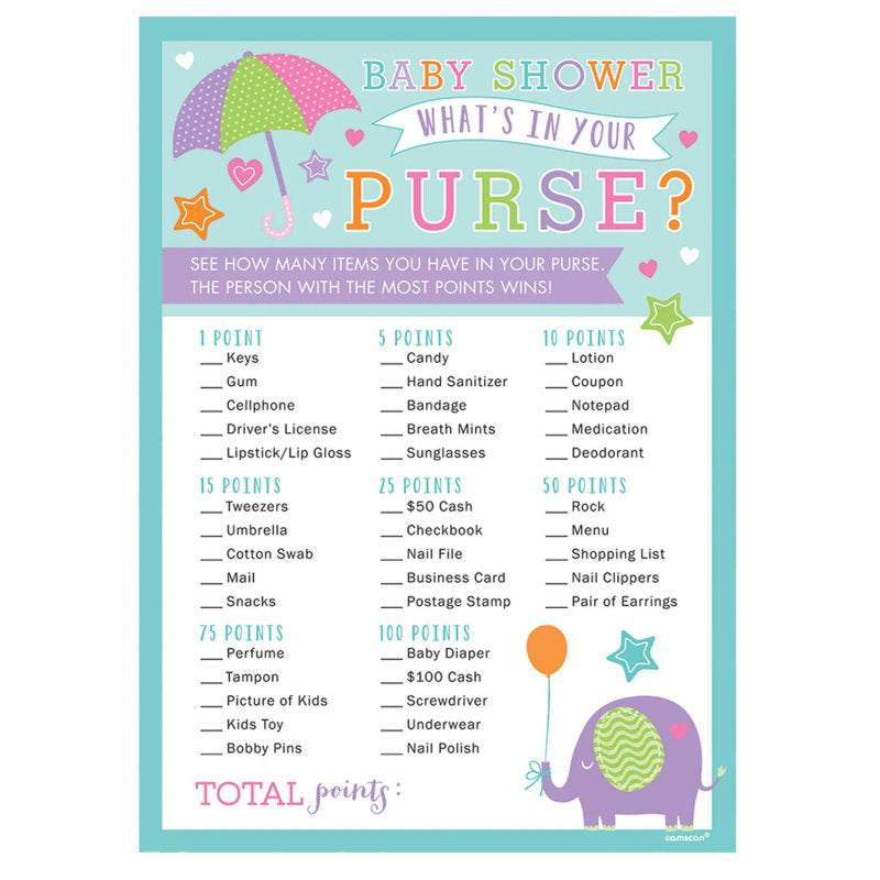 Whats in Your Purse Game Pack of 24 | Party Save Smile