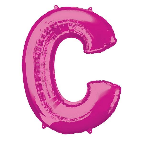 Pink Letter C Foil Balloon Air Fill 16 Inch Anagram | Party Save Smile