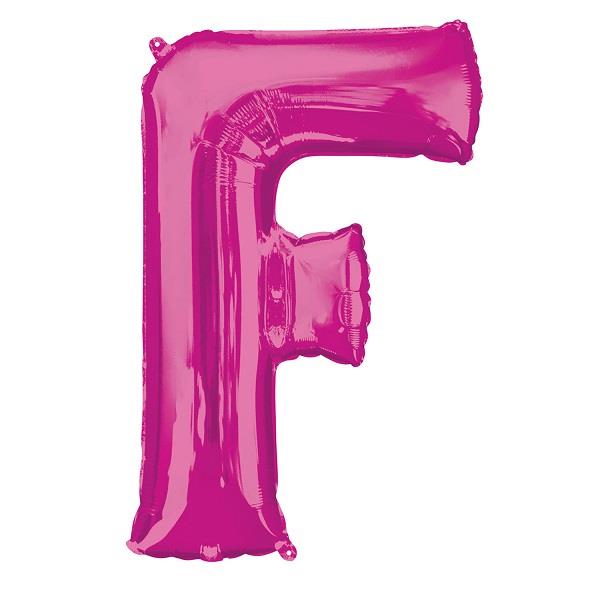 Pink Letter F Foil Balloon Air Fill 16 Inch Anagram | Party Save Smile
