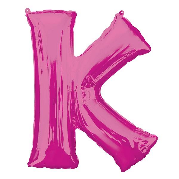 Pink Letter K Foil Balloon Air Fill 16 Inch Anagram | Party Save Smile