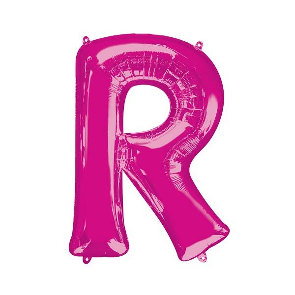 Pink Letter R Foil Balloon Air Fill 16 Inch Anagram | Party Save Smile