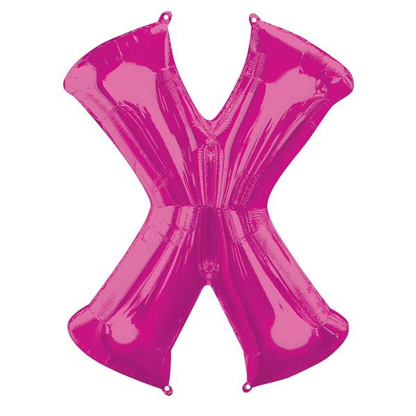 Pink Letter X Foil Balloon Air Fill 16 Inch Anagram | Party Save Smile