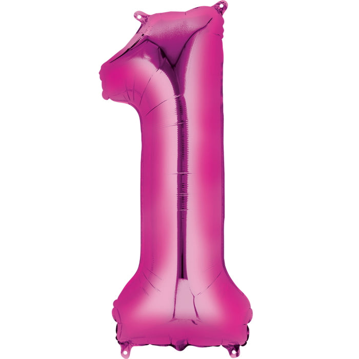 Pink Number 1 Foil Balloon Air Fill 16 Inch Anagram | Party Save Smile