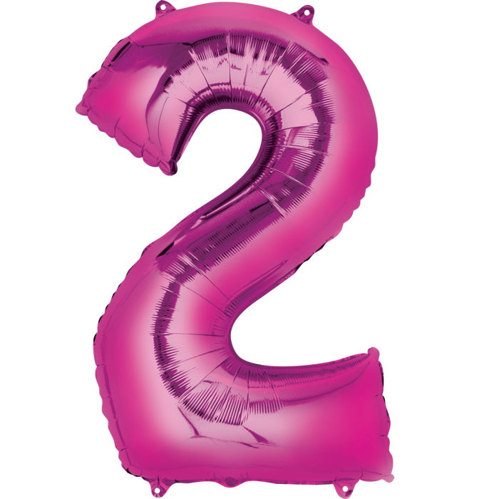 Pink Number 2 Foil Balloon Air Fill 16 Inch Anagram | Party Save Smile