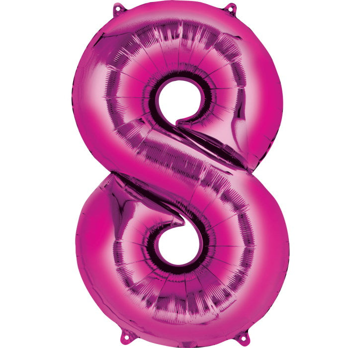 Pink Number 8 Foil Balloon Air Fill 16 Inch Anagram | Party Save Smile