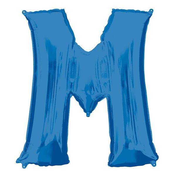 Blue Letter M Foil Balloon Air Fill 16 Inch Anagram | Party Save Smile