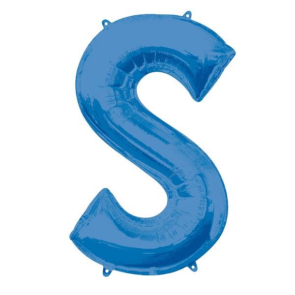 Blue Letter S Foil Balloon Air Fill 16 Inch Anagram | Party Save Smile
