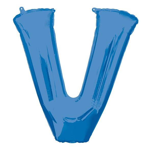 Blue Letter V Foil Balloon Air Fill 16 Inch Anagram | Party Save Smile