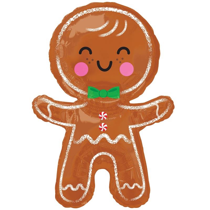 Gingerbread Man Christmas Shaped Foil Balloon 31 Inches | Party Save Smile