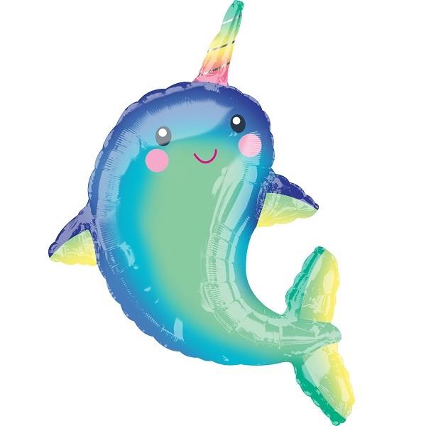 Narwhal Shaped Foil Balloon 29 inches | Party Save Smile