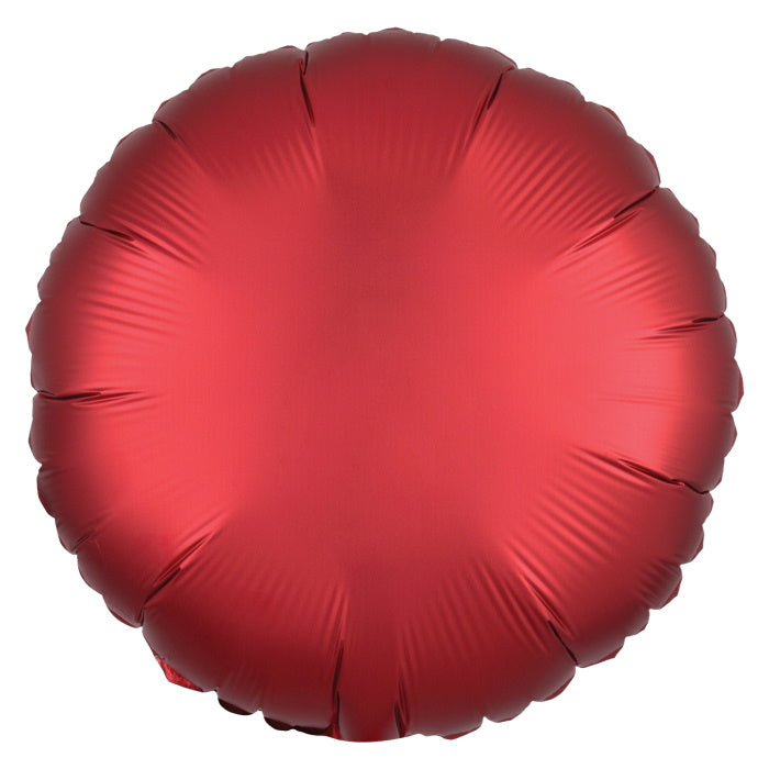 Red Round Foil Balloons - Anagram Satin Luxe 18 inches | Party Save Smile