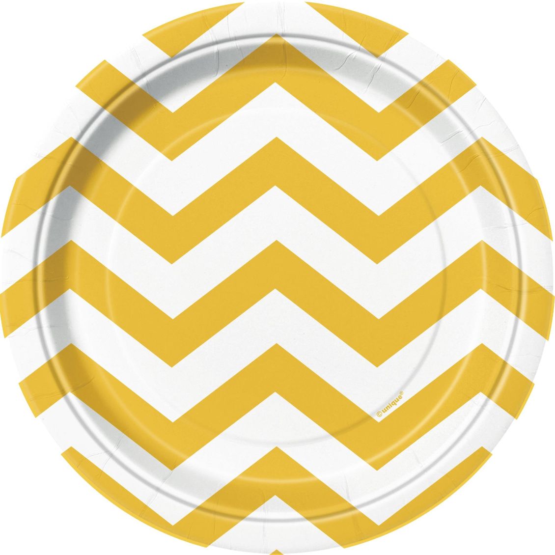 Yellow Chevron Print Party Cake Plates 17cm Pack of 8 | Party Save Smile