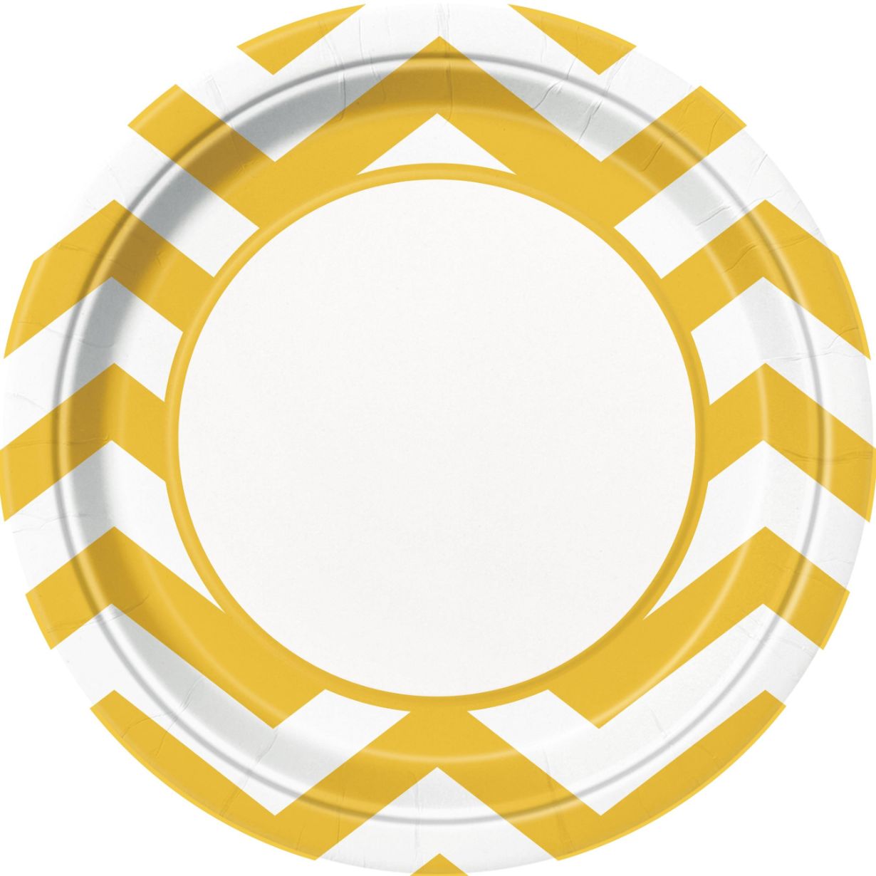 Yellow Chevron Paper Party Plates 23cm Pack of 8 | Party Save Smile