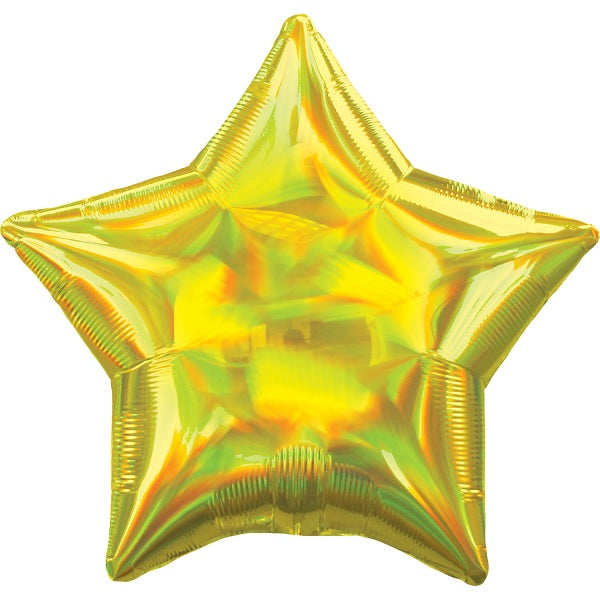 Yellow Iridescent Star Foil Balloon 18 Inch | Party Save Smile