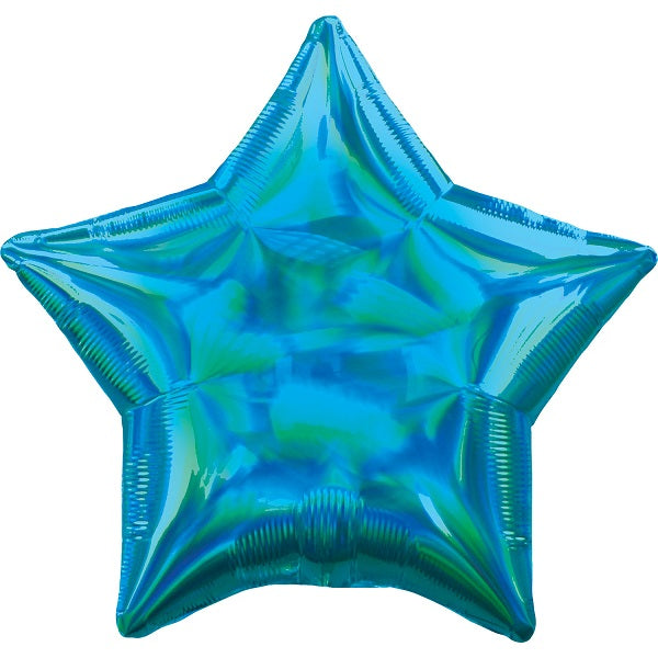 Cyan Blue Iridescent Star Foil Balloon 18 Inch | Party Save Smile
