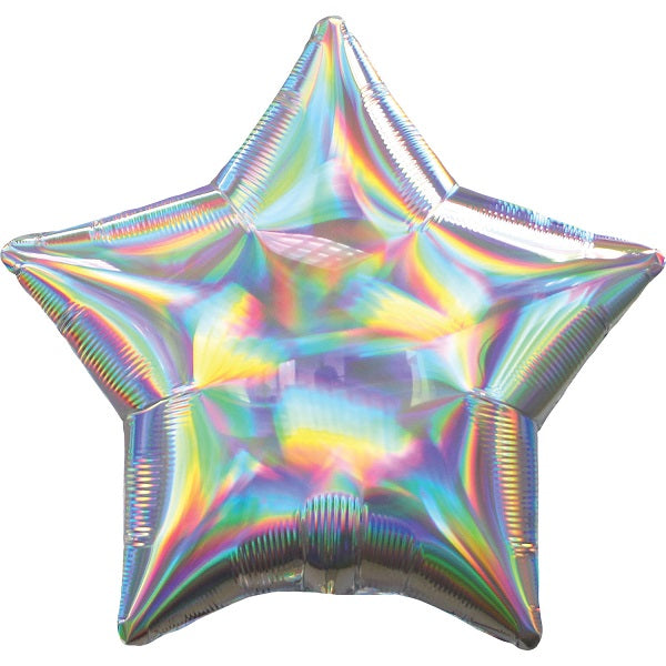 Silver Iridescent Star Foil Balloon 18 Inch | Party Save Smile