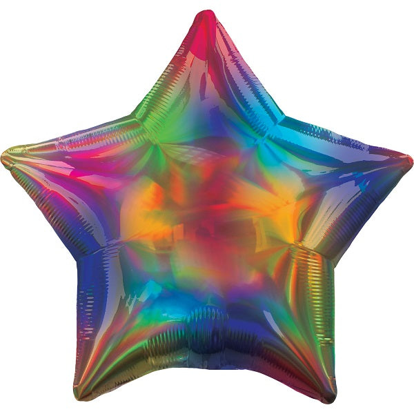 Rainbow Iridescent Star Foil Balloon 18 Inch | Party Save Smile