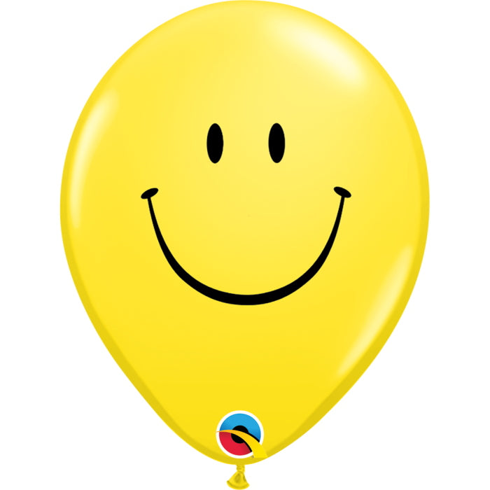Yellow Smiling Face Latex Balloon 11 inch Qualatex | Party Save Smile