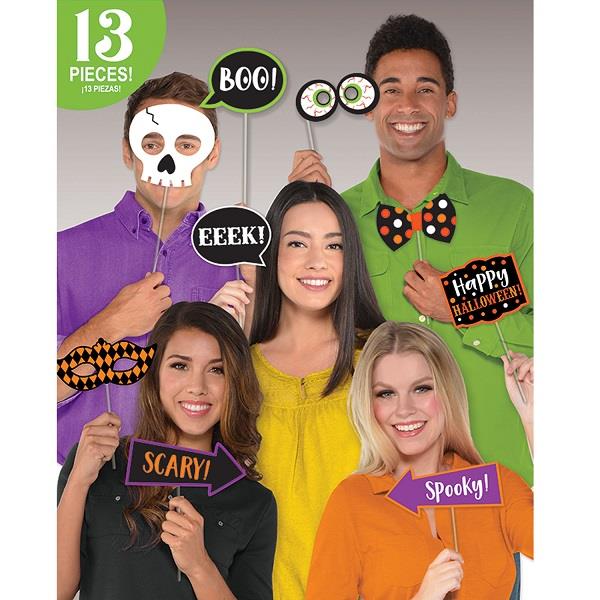 Halloween Party Photo Booth Props Pack of 13 | Party Save Smile