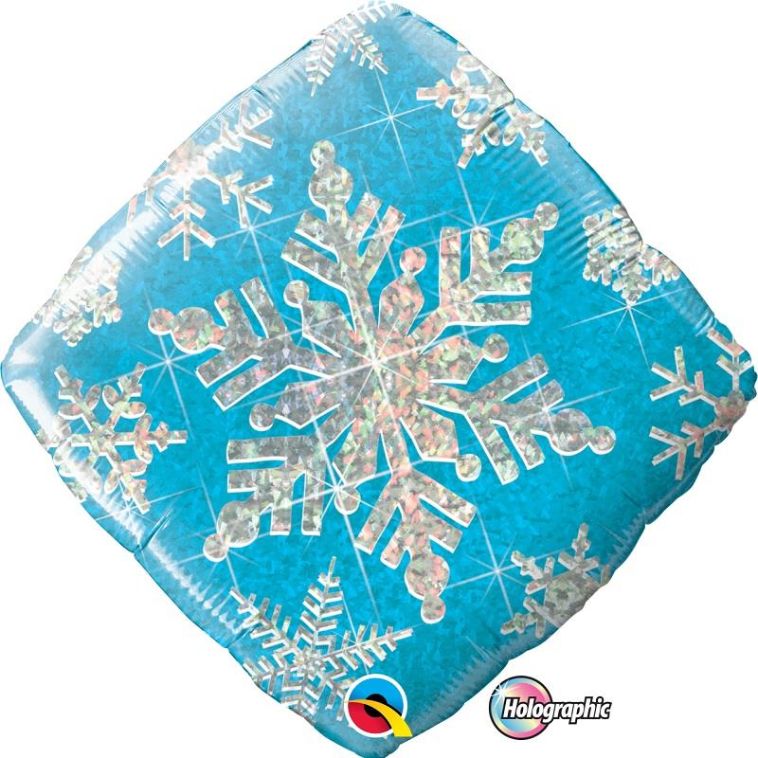 Holographic Blue Snowflakes Foil Balloon 18 Inch | Party Save Smile