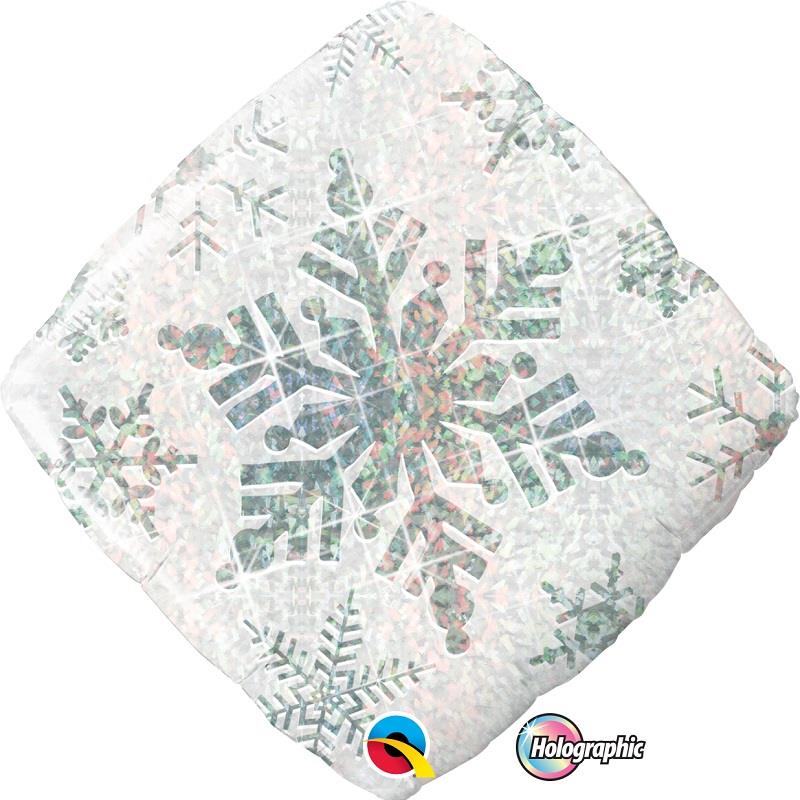Holographic White Snowflakes Foil Balloon 18 Inch | Party Save Smile