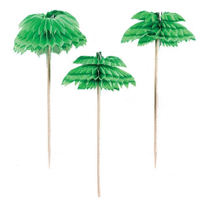 Palm Tree Honeycomb Party Cake Picks Decorations Pack of 12 | Party Save Smile