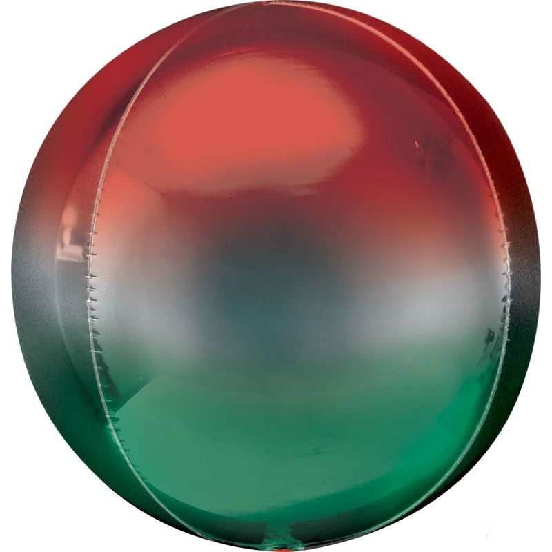 Red and Green Ombre Sphere Orbz Balloons 15 inches | Party Save Smile