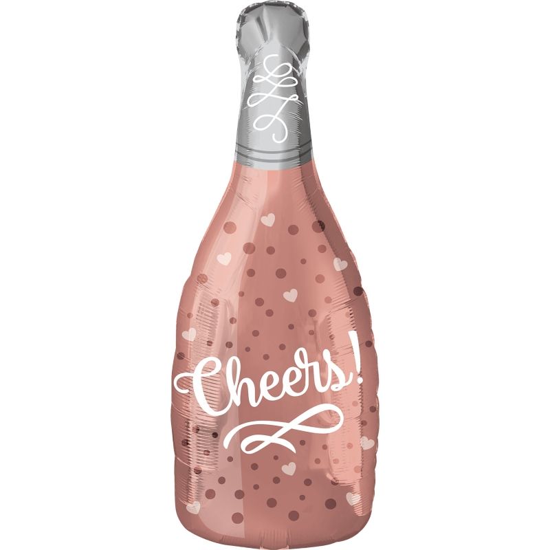 Cheers Rose Champagne Bottle Giant Foil | Helium Balloon | Party Save Smile