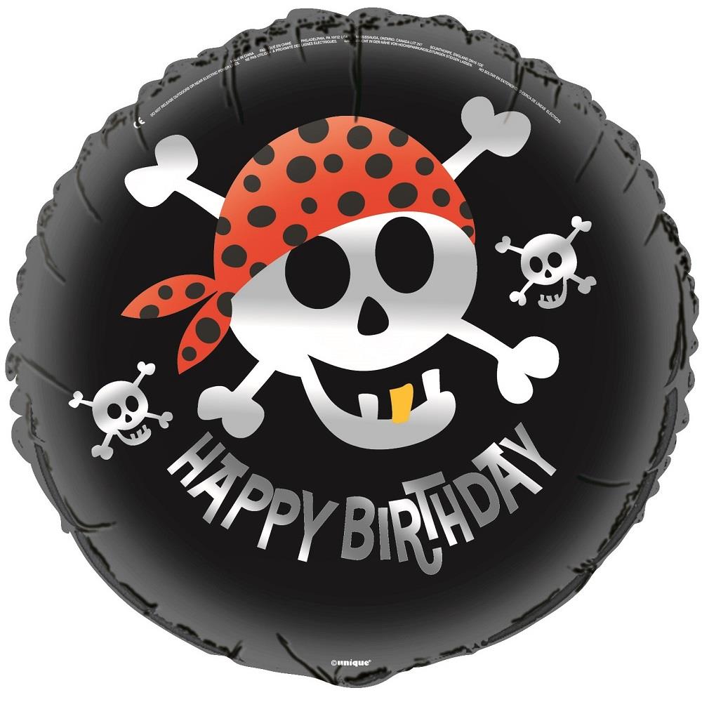 Black Pirate Happy Birthday Foil Balloon 18 Inches | Party Save Smile