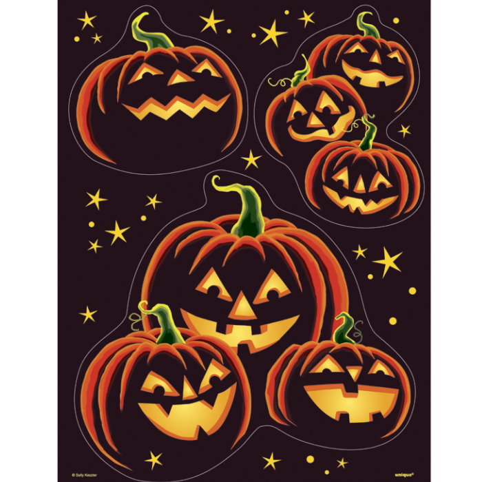 Large Halloween Window Clings - Pumpkin 3 Stickers | Party Save Smile