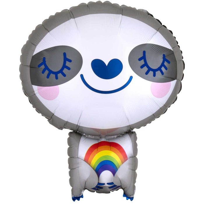 Sloth with Rainbow Shaped Foil Balloon 48cm | Party Save Smile