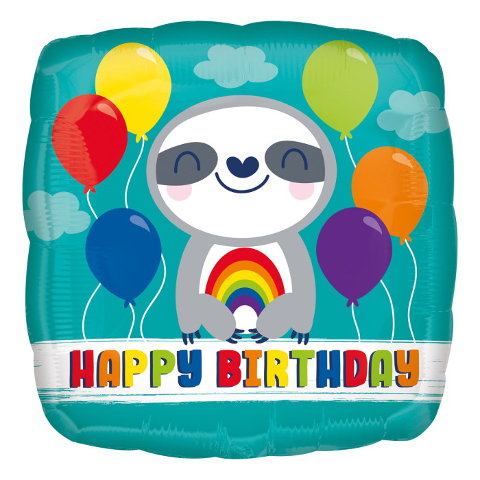 Happy Birthday Sloth Foil Balloon 43cm | Party Save Smile
