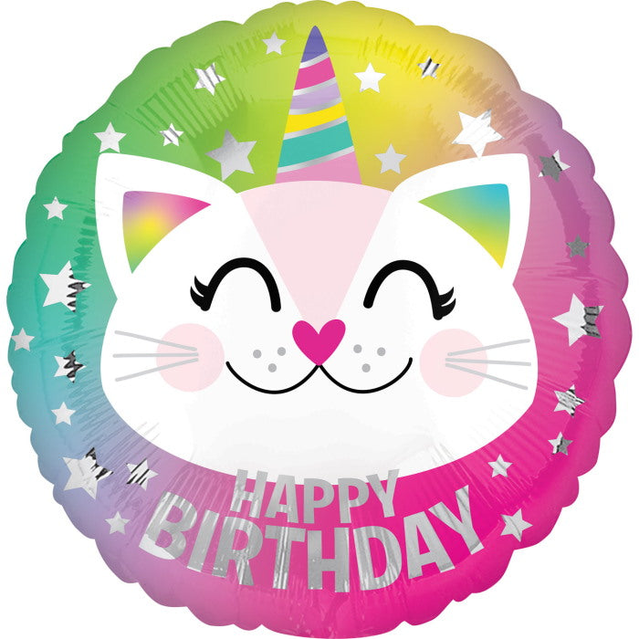 Caticorn Happy Birthday Foil Balloon 18 inches | Party Save Smile