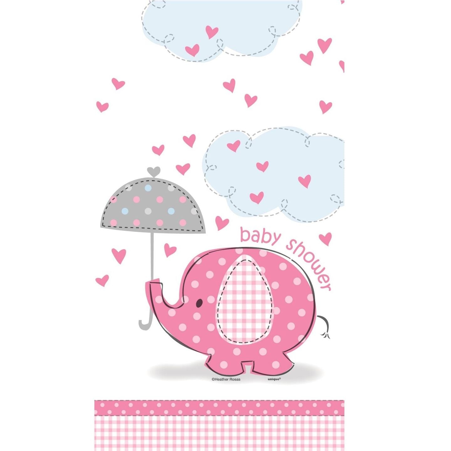 Pink Elephant Baby Shower Tablecloth 138 x 213cm | Party Save Smile