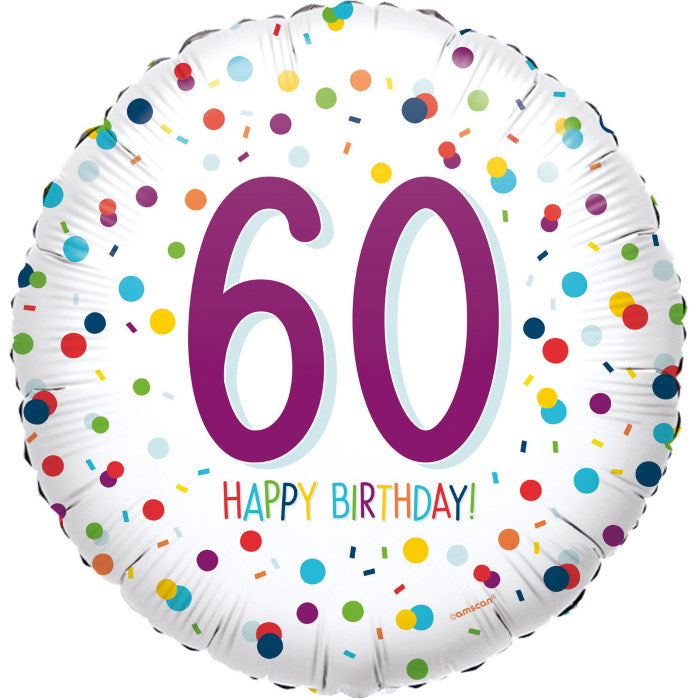 Rainbow 60th Birthday Foil Balloons 18 inch | Party Save Smile