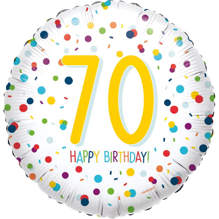 Rainbow Foil Balloons 70th Birthday 18 Inches | Party Save Smile