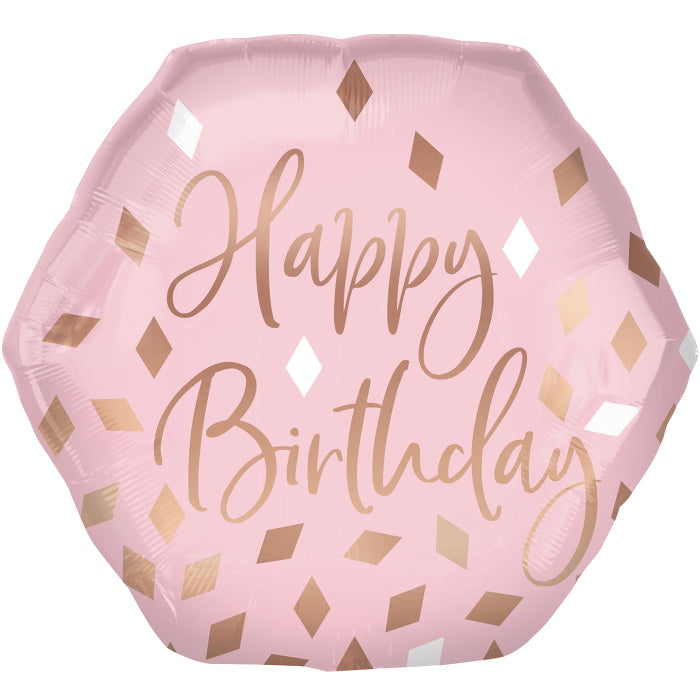 Rose Gold Happy Birthday Foil Balloons - 23 inch | Party Save Smile