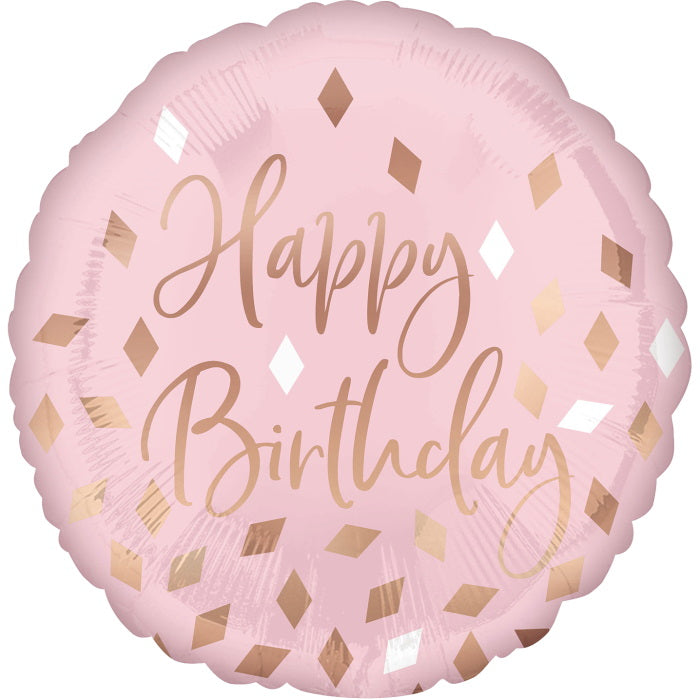 Blush Rose Gold Foil Happy Birthday Balloons | Party Save Smile