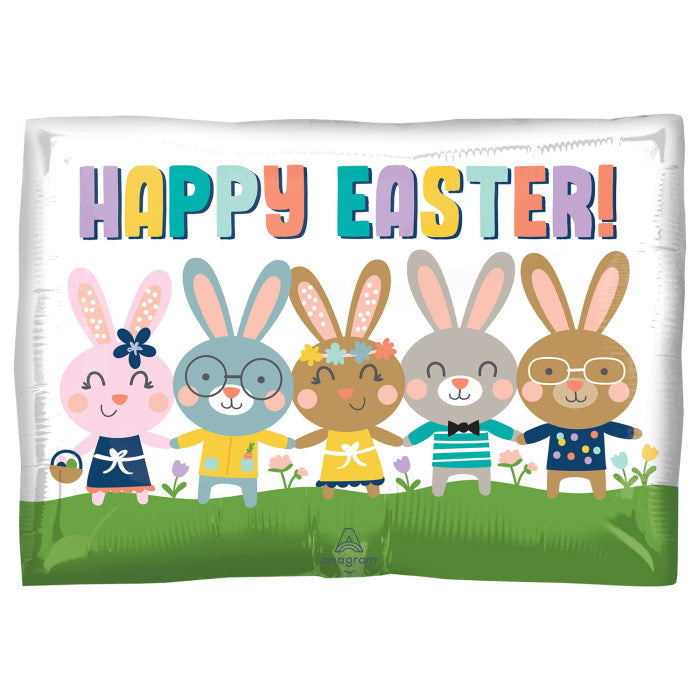 Happy Easter Bunnies Foil Balloon 18 Inch | Party Save Smile