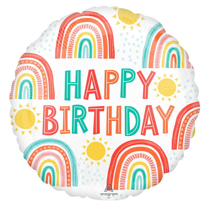 Boho Rainbow Birthday Foil Balloon 18 Inches | Party Save Smile