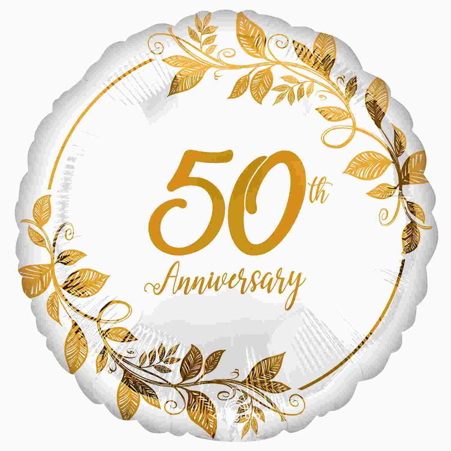 Gold Leaves 50th Wedding Anniversary Foil Balloons 18 inches | Party Save Smile