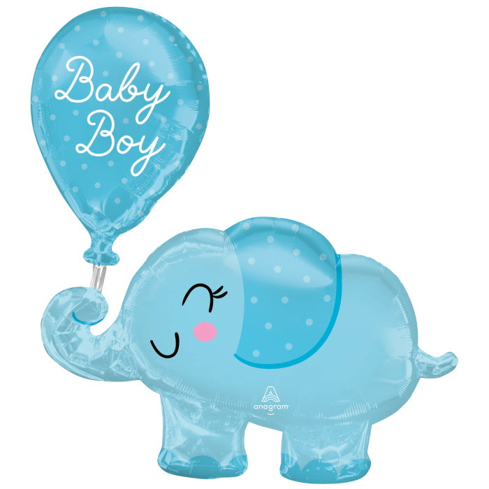 Baby Boy Blue Elephant Shaped Foil Balloon 31 Inches | Party Save Smile